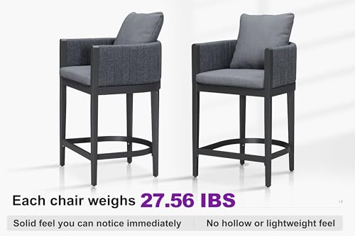 Image of PURPLE LEAF Counter Height Bar Stools Straight Leg Set of 2, Grey