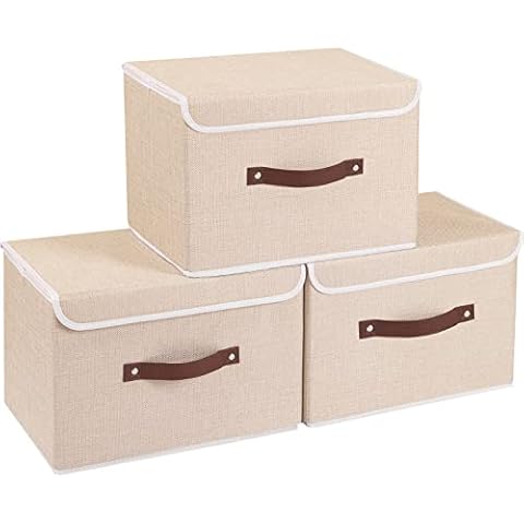 Yawinhe 3 PCS Cajas de almacenaje plegables con tapa Cover
