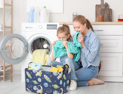 Image of Sanjiaofeng Rectangular Kids Basket Space Storage Bins,Boys Basket Organizer.Waterproof PE Coating Storage with Handles.Clothers,Toys,Books,Kid's Gifts Storage. (Astronaut) 