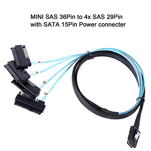 Adcaudx Mini-Sas To Sas-Cable: 1M Sff8087 To Sas Sff-8087 To Sff-8482 Connector 4X Sas 29Pin With Sata-Power Adapter Cable (3.3Ft) #TOP1