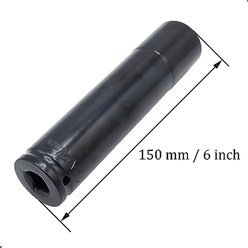 Image of 1 /2 inch Drive by 27mm Deep Impact Socket, Heat-Treated CR-V Steel 6 inch Length, 6-Point Metric Size (27mm)