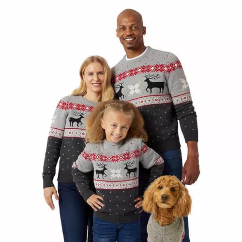 Chaps Men's Crewneck Family Holiday Christmas Sweater (US, Alpha, Large, Regular, Regular, Gray)4