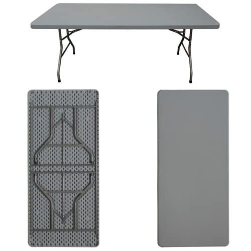Solycarpa Mesa Rectangular 180 x 76 Cm con Patas Plegables de Exterior, Jardín, Catering, Hostelería y Eventos. Auxiliar para Comedor y Camping. Fácil de Transportar, Portátil y de PVC.