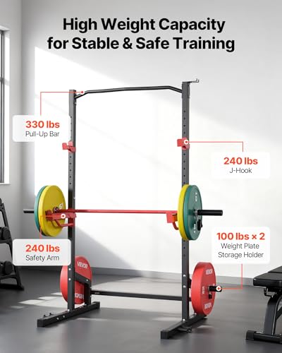 Image of VEVOR Power Cage Squat Rack, Multifunctional Squat Rack for Home Gym, Workout Strength Training Equipment for Bench Press Squats Pull-Up