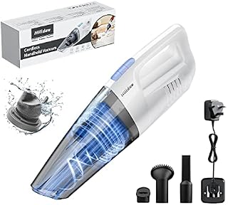 Hilldow Handheld Vacuum Cleaner, 9000 PA hand held vacuuming cordless with 35 Mins Runtime, car vacuum cleaner with washable HEPA, handheld hoover for Car Home Office Desk Upholstery Keyboard Dust