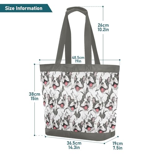 Beach Bags for Women Boston Terrier Dog Large Waterproof Beach Tote Bag Zipper Beach Bags Waterproof Sandproof Swim Pool Bag3