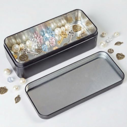 Image of 7 Pieces Rectangular Metal Empty Tins Containers, Black | Basic Necessities, Home Storage Organizer, Mini Box Set, 5.9 x 2.75 x 1.57 inches