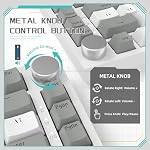 Ajazz AK820 Mechanische Tastatur mit Knopf,75% ANSI-Layout,81 Tasten,Kabelgebundene Gaming-Tastatur,Verbesserte Dichtungsmontage,Hot-Swap Roter Schalter,Eisweißes Licht,für PC,MAC (Grau&Weiß) – Bild 3