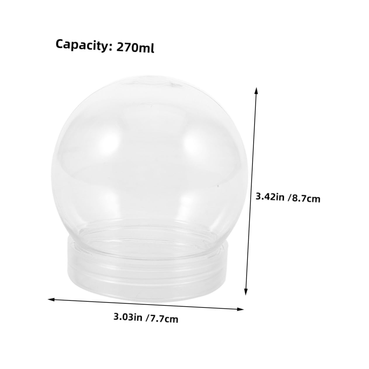 OUNONA 24 Piezas Bolas de Nieve Transparentes de Plástico para DIY Esferas de Agua Claras y Vacías para Manualidades Navideñas Accesorios Resistentes y Reutilizables