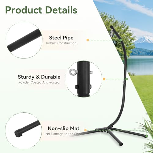 Hanging Hammock Stands Hammock Chair Stands Outdoor Solid Steel Heavy Duty Stand Only Construction for Hanging Hammock ,C Stand Air Porch Swing Chair Indoor(Stand Only)
