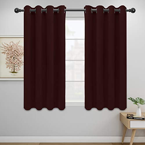 Easy-Going Blackout Curtains for Bedroom, Solid Thermal Insulated Grommet and Noise Reduction Window Drapes, Room Darkening Curtains for Living Room, 2 Panels (52x46 in,Wine) 52"W x 46"L (Pa