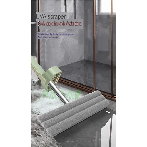 Image of PADAR Flat Mop for Floor Cleaning with Self Squeeze Slider, Hands-Free 360 Rotating Wet & Dry Microfiber Mop for Home & Kitchen, Stainless Steel Handle with 2 Reusable Washable Refill Pads