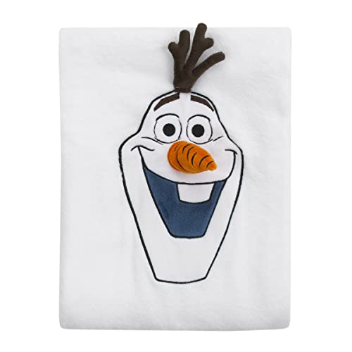 Image of NoJo Disney Frozen Winter Cheer White, Orange, Brown Olaf Character Shaped Blanket