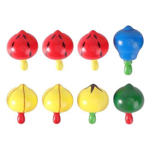Milisten Juguete Giroscópico de Madera para 8 Piezas Diseño de Frutas, Colores Surtidos, Tapa de Madera, Adecuado para Juego al Aire Libre y Coordinación Mano-Ojo Estilo Estilo Aleatorio