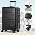 2pcs 20/28" Luggage Set Lightweight HardShell, Only 20 Inch Carry On 21.65*15.35*7.87" Cabin Suitcase with Front Pocket, 28 Inch 19.68*11.81*29.92" Checked Luggage, YKK Zipper, TSA Lock, Black - Image 3