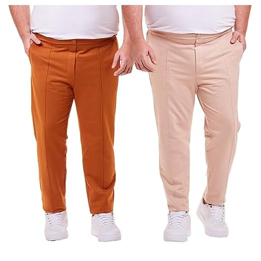 KIT 2 Calça Alfaiataria Moletinho Plus Size Masculino (G1, BEGE E CARAMELO)