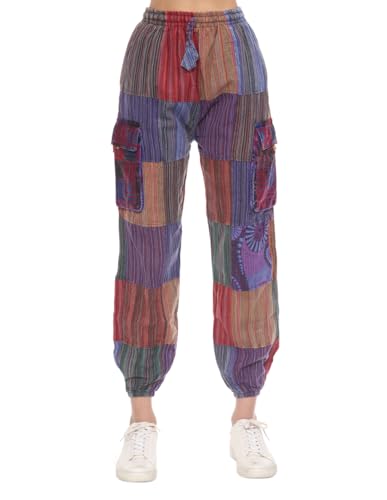 THE COLLECTION ROYAL Unisex Hippie Patchwork Bohemian Casual Rave Festival Harem Drawstring Boho Trouser Jogger Pants