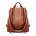 ZYUEER Sac à Dos Femme Antivol ImperméAble Oxford Sac A Main Sac A Dos Cuir Souple Pu Casual Sac De Cours LycéE Fille Sac De Voyage Pas Cher (marron)