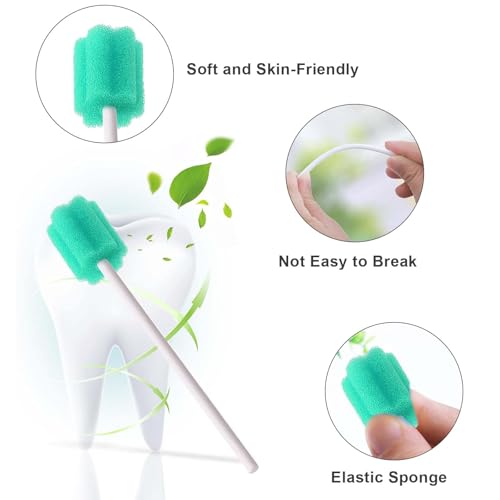 100 Stück Mundpflegestäbchen, Mundhygiene Wattestäbchen, Geschmack Neutral, für Reinigung Zahnkliniken (Grün)