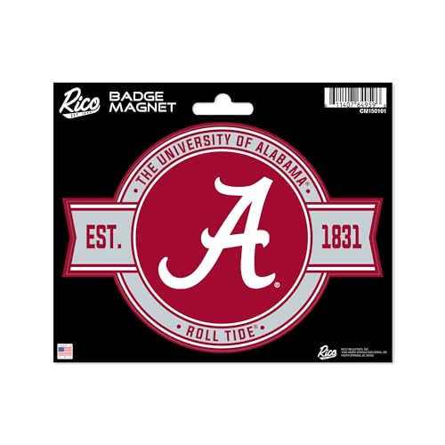 Rico Industries NCAA Alabama Crimson Tide Standard Badge Magnet - for Car, Fridge