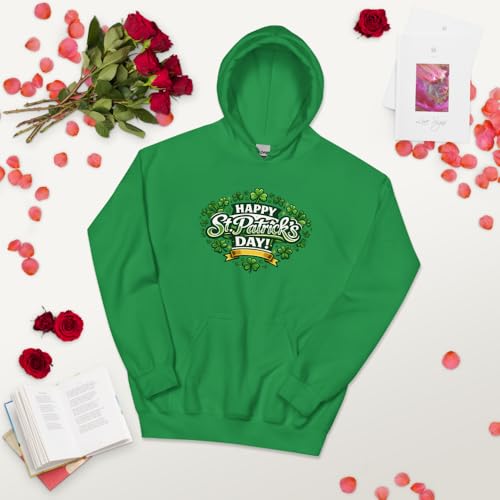 Image of Maydear Happy St. Patrick's Day Hoodie for Men Women Lucky Shamrock Graphic Hooded Sweatshirt