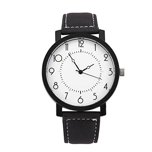 Relojes Mujer Bnineteenteam Reloj de Pulsera de Cuarzo Redondo con Correa de PU, Reloj Grande con 4 Estilos(Estilo Simple)