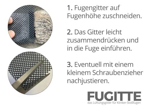 FUGITTE Fugenlüfter (50 Stück) I Fugengitter - Schutz der Stoßfugen des Klinkers vor Bienen, Wespen oder Mäusen (zum Nachrüsten)