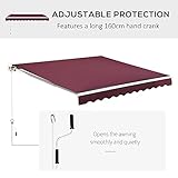Outsunny 3m x 2.5m Garden Patio Manual Awning Canopy Sun Shade Shelter with Winding Handle Retractable Red - Image 3