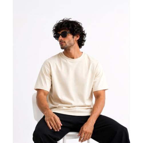 Image of Men's Pure Cotton Oversized Fit Round Neck T-Shirt