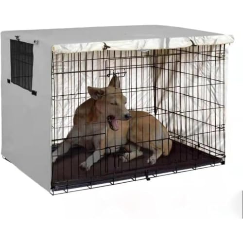 Cutdred 犬 ケージカバー ペットサークルカバー 屋内と屋外 防水性と耐久性 犬 ケージ 風防 犬猫用 防音 虫よけ 風よけ 日よけ 雨よけ 雪よけ 収納便利 カバー (79*51*53cm,グレー)