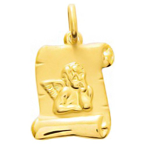 So Chic Joyas© colgante medalla pergamino Ángel Guardián Rafael pensif oro amarillo 750/000 (18 quilates)