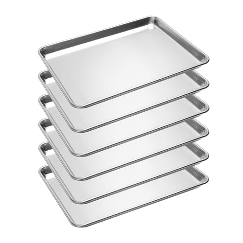 FSUON 6 Pack Half Size Baking Sheet Pan, Aluminum Commercial Cookie Sheet Pan, Durable & Anti-Stick 18”x 13”
