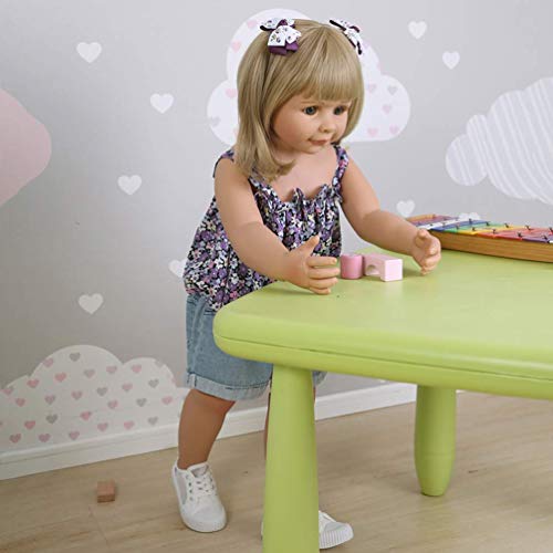 WYZQ 39 Zoll 98CM Reborn Kleinkindpuppen Super Real Größe Kleinkind Reborn Puppen Kind Modell Mädchen Vollsilikon… – Bild 8