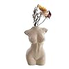 Body Vase Female Form for Bathroom Decor, Boho Flowers, vase for Minimalist, Eclectic, Vanity Decor, Beige, Body Shaped (Regular, Ivory)