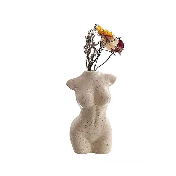 Body Vase Female Form for Bathroom Decor, Boho Flowers, vase for Minimalist, Eclectic, Vanity Decor, Beige, Body Shaped (Regular, Ivory)