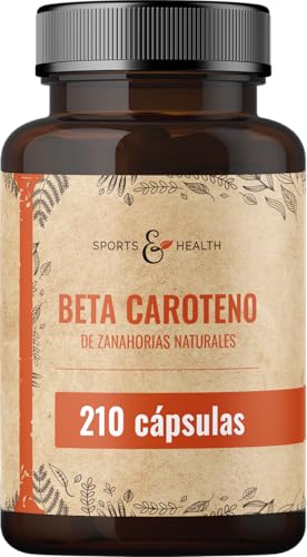 Cápsulas de betacaroteno de zanahorias naturales – 210 cápsulas de bronceado con betacaroteno – 7 mg de betacaroteno por cápsula – paquete de suministro de cápsulas de caroteno