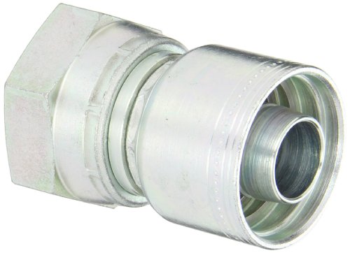 Image of Aeroquip 1AA20FJ16 Carbon Steel Global TTC (Thru the Cover) Crimp Hose Fitting Female JIC Swivel, Straight, 1 inch Hose ID, 1-5 /8 inch - 12 Thread