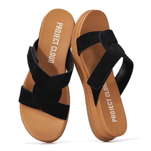 Image of Project Cloud Wedge Sandals for Women 2026 - Comfortable Soft & Plush Insole Strappy Womens Sandals with Lightweight and Non-Slip Durable Outsole