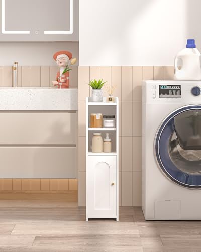 Miniatura 7 de Hzuaneri Armario De Baño, Mueble De Baño Con Puertas, Armario De Esquina Con Estantes Ajustables, Estantería Estrecha Para, Columna De, 20 X 20 X 75 Cm, Blanco Bc19703x