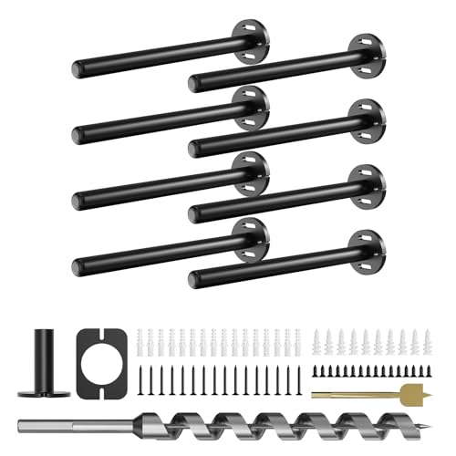 8pcs Wall Shelf Brackets Heavy Duty Floating Shelf Bracket Hidden,Invisible Black Shelving Brackets Decorative Floating Shelf Hardware Heavy Duty,Metal Shelf Support Bracket (8 inch-8pcs) 8