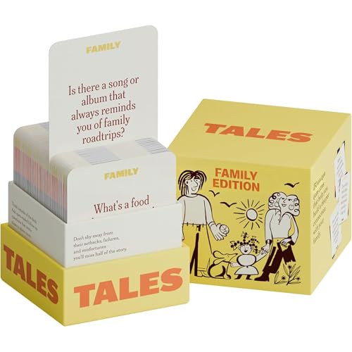 Family Tales Conversation Starter Cards for Family & Friends Deep Talk Question Fun Game for Dinner Party Travel Icebreaker Card Game to Build Connections for Adults & Teens (yellow)