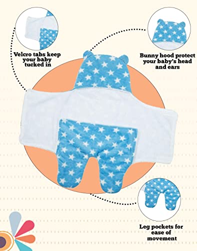 Image of New Born Multi-Purpose Baby Boy's and Baby Girl's Blanket and Sleeping Bag (Blue Star, 0-6 Months)