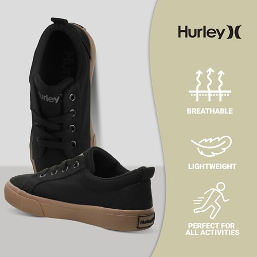 Image of Hurley Kids Finn Sneakers - Canvas Skate Shoes for Kids, Low Cut Tennis Shoes for Girls and Boys
