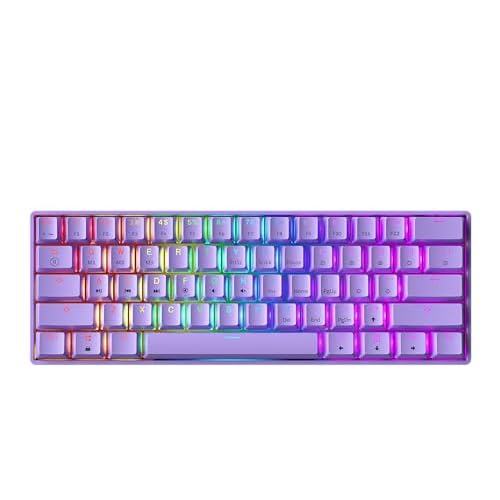 GK61 Clavier Gaming Mécanique Hot-Swap – 61 Touches Rétroéclairage RGB pour PC/Mac Gamer (Gateron Optical Black, Lavande)