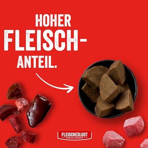 Fleischeslust Hundewurst, Meat&Treat Rind (15x200g), schnittfeste Trainingswurst, Hundefutter für ausgewachsene Hunde