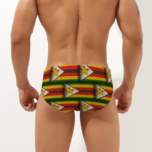 Vintage Zimbabwe Flag Men's Swim Briefs Low Waist Bikini Swimsuit Underwear Beach Swimwear2
