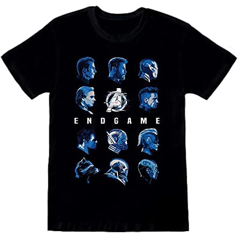 Avengers Endgame Unisex Adult Faces T-Shirt (M) (Black/Blue) Cover