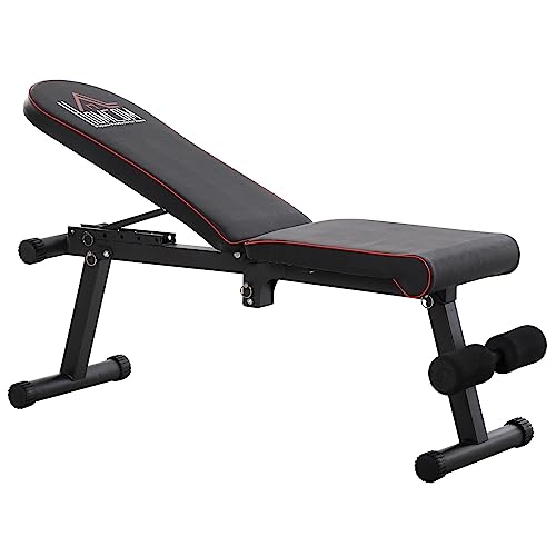 HOMCOM Banco de Pesas Banco de Musculación Plegable con Respaldo Inclinable en 6 Posiciones Banco de Abdominales para Fitness Entrenamiento Completo en Gimnasio Casa Carga 150 kg Negro