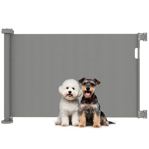 PawHut Barrera de Seguridad Retráctil para Perros Pequeños 0-136 cm Gris