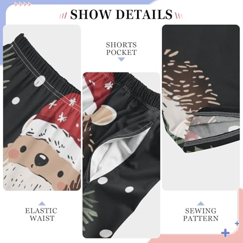 ZZXXB Christmas Hedgehog Snow Boys Long Pants Soft Trousers Elastic Waist Kids Lounge Bottoms with Pockets S-XL4